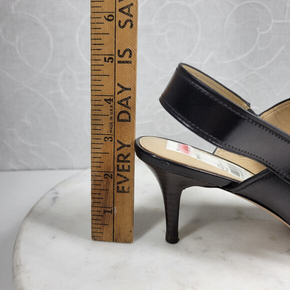 Coach Marla Slingback Heels Womens 7 Black Leather Turn Lock Open Toe Sandals - Picture 15 of 16